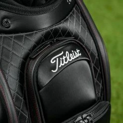 Titleist Jet Black 9.5" Tour Golf Staff Bag 22 Titleist Jet Black 9.5" Tour Golf Staff Bag -Golf Gloves Sales jet black tour bag pocket close tb9sf9 2 1