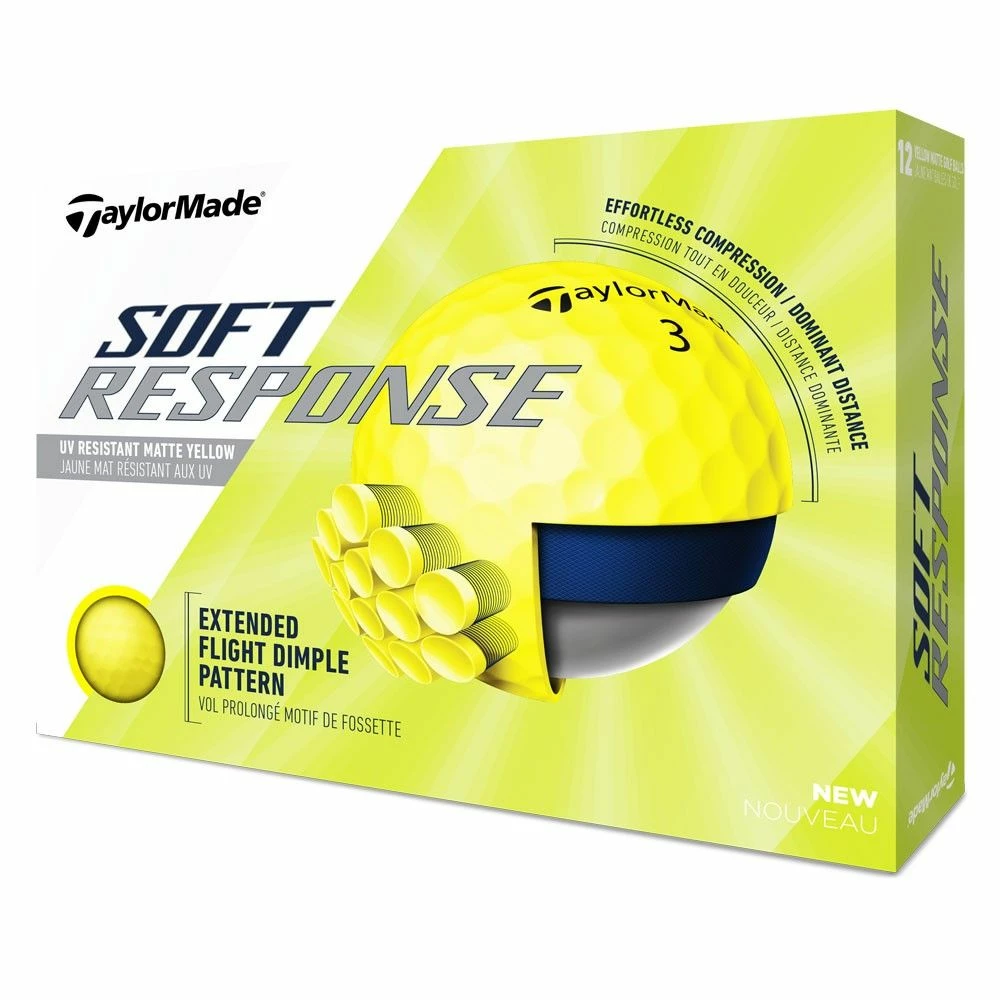 TaylorMade Soft Response Yellow Golf Balls 3 TaylorMade Soft Response Yellow Golf Balls